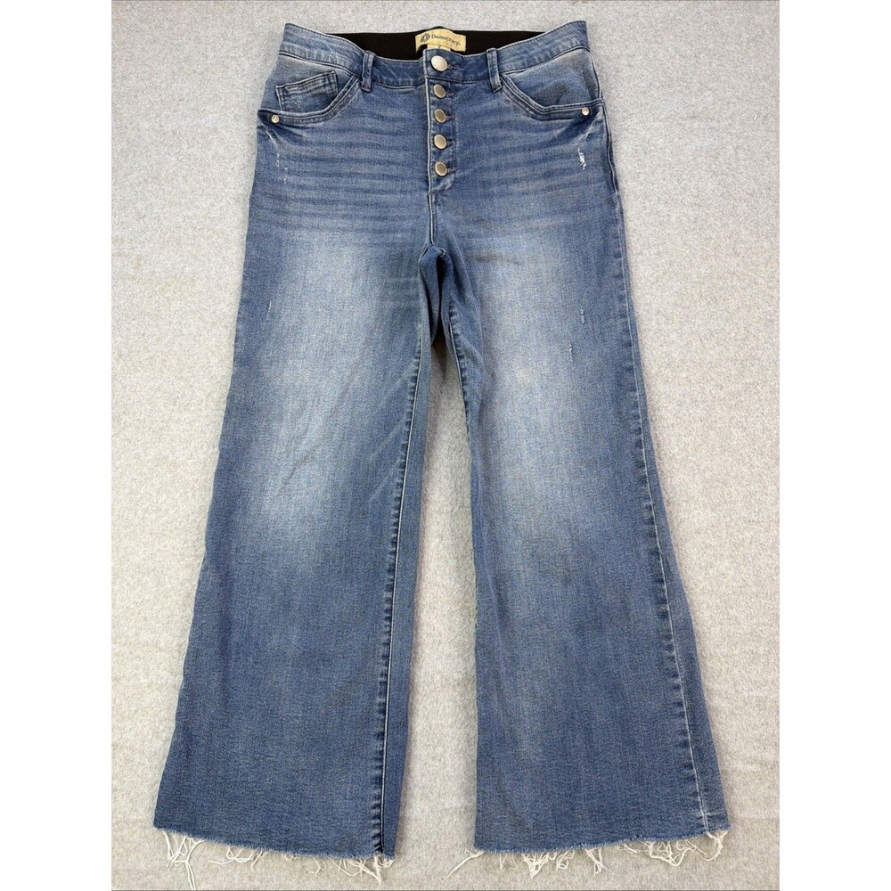 Democracy Ab Technology Wide Leg Jeans Size 8 Blue Crop Raw Hem Lance girl